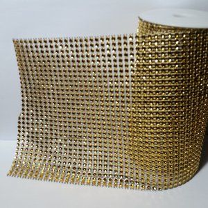 Rhinestone Mesh Ribbon Gold